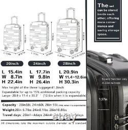 Coolife Luggage Expandable(only 28) Suitcase 3 Piece Set with TSA Lock Spinner