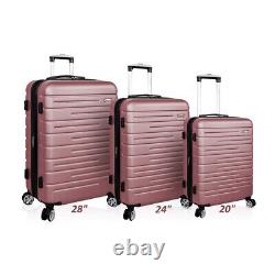 DEJUNO COMPASS ABS Scratch Resistant Finish Expandable 8 Wheeled 3pc Luggage Set