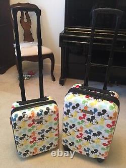 DISNEY LUGGAGE AMERICAN TOURISTER 2 Piece MICKEY MOUSE COLORFUL NIB Carry On