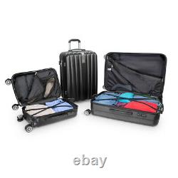 Deco Gear 3 Pc Luggage Set Hardside Spinner Suitcase Travel Elite Series (Black)