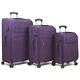 Dejuno Aurora Lightweight Denim 3-piece Spinner Luggage Set Purple