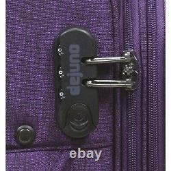 Dejuno Aurora Lightweight Denim 3-Piece Spinner Luggage Set Purple