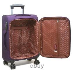 Dejuno Aurora Lightweight Denim 3-Piece Spinner Luggage Set Purple