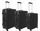Dejuno Black Abs Hard Case 3-pc Rolling Spinner Luggage Suitcase Set 4 Wheels