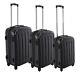 Dejuno Black Abs Hard Case Shell Rolling Spinner Luggage Suitcase Set 4-wheel