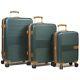 Dejuno Garland Hardside 3-piece Spinner Luggage Set With Usb Port Green