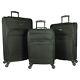 Dejuno Lisbon 3-piece Lightweight Expandable Spinner Luggage Set Black