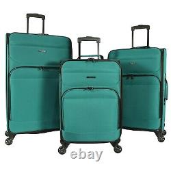 Dejuno Lisbon 3-Piece Lightweight Expandable Spinner Luggage Set Teal