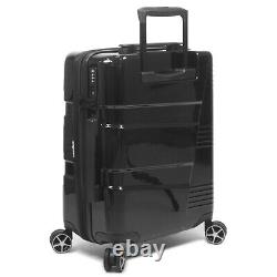 Dejuno Lumos Hardside 3-Piece Expandable Spinner Luggage Set Black