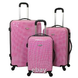Dejuno Mihara 3-Piece Combination Lock Hardside Spinner Luggage Set Pink