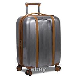 Dejuno Monroe 3-Piece Hardside Spinner TSA Combination Lock Luggage Set Silver