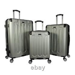 Dejuno Tutin 3-Piece Hardside Spinner Luggage Set With TSA Lock Silver