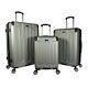 Dejuno Tutin 3-piece Hardside Spinner Luggage Set With Tsa Lock Silver