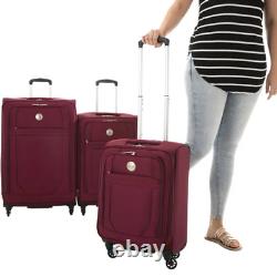 Delsey Bandol 3-Piece Soft Side Expandable Spinner Luggage Set Burgundy
