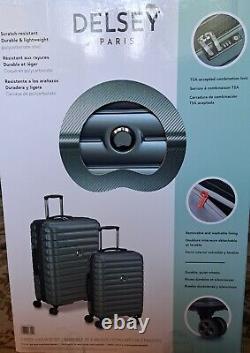 Delsey Paris 2-Piece Hardside Spinner Luggage Set Green OPEN BOX