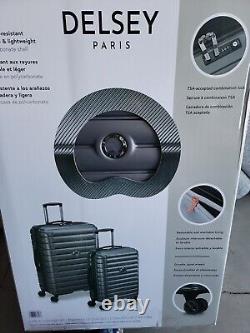 Delsey Paris 2pc Hardside Spinner Expandable Luggage Set Gray Harshell Carry On