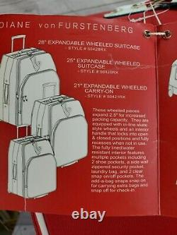 Diane von Furstenberg Limited Edition Solid Hearts 3 Pcs Expandable Luggage Set