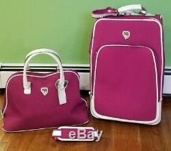 Diane von furstenberg Pink Suitcase carry on Bag Set Heart LOVE Logo