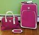 Diane Von Furstenberg Pink Suitcase Carry On Bag Set Heart Love Logo