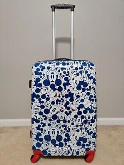 Disney Mickey Mouse Blue Red Hard Rolling Spinner Suitcase Luggage 3 Piece Set
