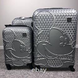 Disney Mickey Mouse Gray Black Spinner FUL Suitcase Set Hard Luggage 21 25 29