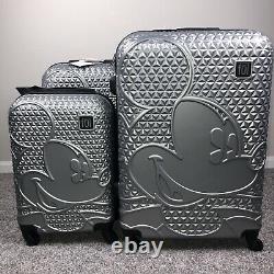 Disney Mickey Mouse Gray Black Spinner FUL Suitcase Set Hard Luggage 21 25 29