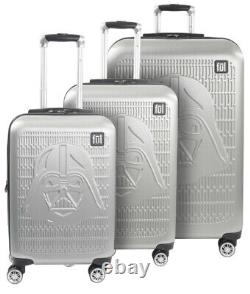 Disney Star Wars Darth Vader Spinner Suitcase 3PC Silver Hard Luggage Set NEW