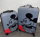 Ful Disney Mickey Mouse Gray/red Hard Suitcase Luggage Set 25+ 21 Nwt! -rare
