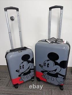 FUL Disney Mickey Mouse Gray/Red Hard Suitcase Luggage Set 25+ 21 NWT! -RARE