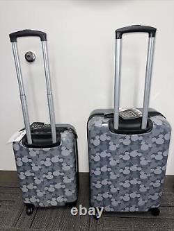 FUL Disney Mickey Mouse Gray/Red Hard Suitcase Luggage Set 25+ 21 NWT! -RARE