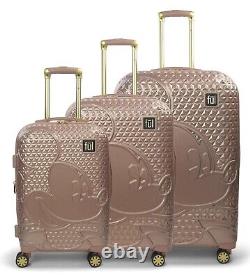 FUL Disney Minnie Mickey Mouse 3pc Hardside Luggage Rose Gold 29 25 21