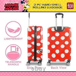 FUL Disney Minnie Mouse 2 Piece Rolling Luggage Set, Hardshell Suitcases