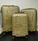Ful Disney Minnie Mouse Textured 3pc Spinner Hard Luggage 29 25 & 21 Set Gold