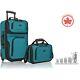 Fabric Expandable Carry On Traveler Luggage Set 21 Inch (teal)