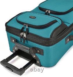 Fabric Expandable Carry On Traveler Luggage Set 21 Inch (Teal)