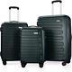 Fanskey Luggage, 3 Piece Set Suitcase With Spinner Wheels, Dark Green