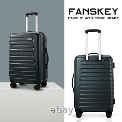 Fanskey Luggage, 3 Piece Set Suitcase with Spinner wheels, Dark Green