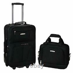 Fashion Softside Upright Luggage 2-Piece Set (14/19) Black Standard Packaging