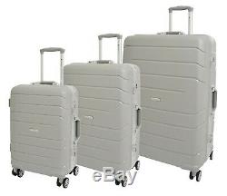 Four Wheels Hard Shell Suitcase Aluminium Metal Frame Travel Luggage Mile Grey