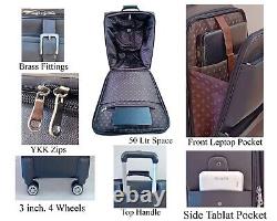 Genuine Leather Trolley Duffel Bag Set, Airport Cabin Bag Weekender Luggage Bag
