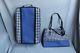 Gingham & Blue Leather Rolling Weekend Luggage Withcarry On Bag Set