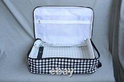 Gingham & Blue Leather Rolling Weekend Luggage withCarry On Bag Set