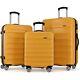 Ginzatravel Anti-scratch Abs Yellow Luggage 3 Piece Sets Lightweight Spinner Sui