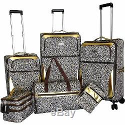 Gold Leopard 6-piece Expandable Spinner Luggage Set Handbag Suitcase Wheels Trip