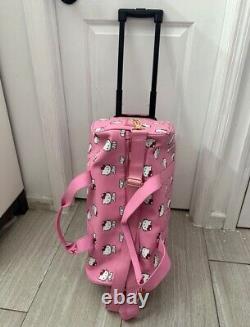 HELLO KITTY PINK ROLLING LEATHER DUFFEL LUGGAGE BAG Travel Carry On SUITCASE Set