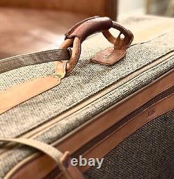 Hartmann Tweed and Brown Leather Belt Strap Luggage Set Of 2 30x21 25x19