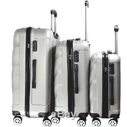 Hartschalen Koffer Set 3tlg für Urlaub, TSA Zahlenschloss 3tlg RK2 Silber SET