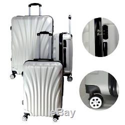 Hartschalen Koffer Set 3tlg für Urlaub, TSA Zahlenschloss 3tlg RK2 Silber SET