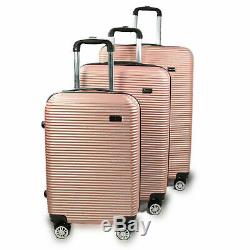 Hartschalen Koffer Set 3tlg für Urlaub, Zahlenschloss 3tlg Pin Rosa SET