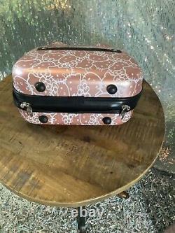 Hello Kitty 2 Piece Rose Gold Luggage & Beauty Case Set MINT NWT